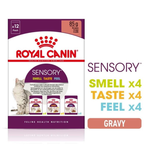 Royal Canin CAT (FHN) Sensory [Multi-Pack : Smell + Taste + Feel] Gravy 貓感系列 混合裝 營養主食濕糧(肉汁) 三味各四包 (3168300) 85g X12原盒 (原裝行貨)